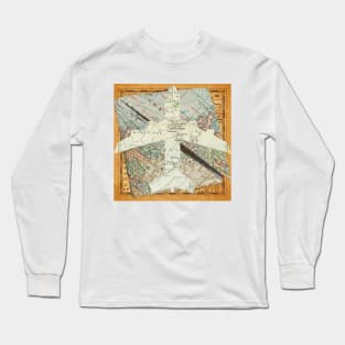 Explorer Spirit: A Vintage Map Collage Long Sleeve T-Shirt